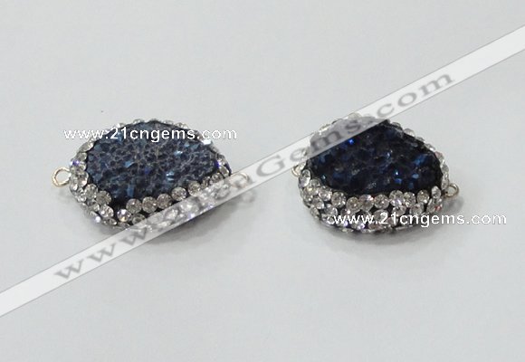 NGC735 16*22mm - 18*25mm freeform plated druzy agate connectors