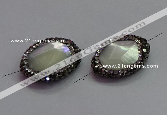 NGC7512 15*20mm faceted freeform shell pearl connectors wholesale