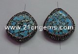 NGC7527 35*40mm - 38*45mm freeform turquoise connectors wholesale