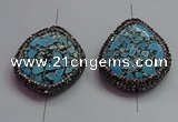 NGC7527 35*40mm - 38*45mm freeform turquoise connectors wholesale