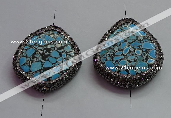 NGC7527 35*40mm - 38*45mm freeform turquoise connectors wholesale