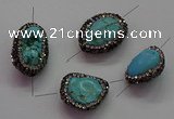 NGC7529 15*20mm - 18*25mm nuggets turquoise connectors wholesale