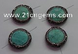 NGC7531 24mm faceted coin turquoise connectors wholesale