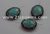 NGC7533 18*22mm - 20*25mm faceted oval turquoise connectors