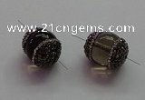 NGC7556 15*20mm egg-shaped smoky quartz connectors wholesale