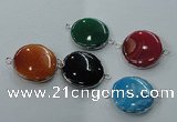 NGC77 25mm - 26mm flat round agate gemstone connectors wholesale