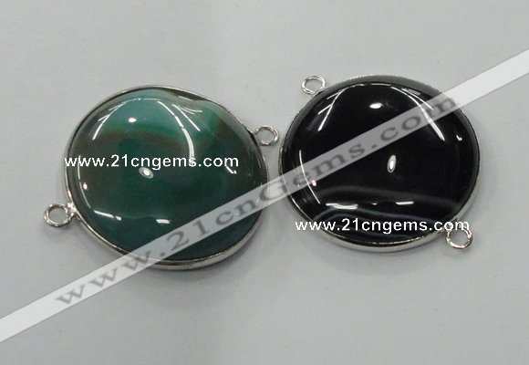 NGC79 30mm flat round agate gemstone connectors wholesale