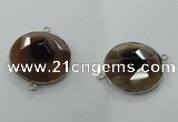 NGC82 31mm flat round agate gemstone connectors wholesale