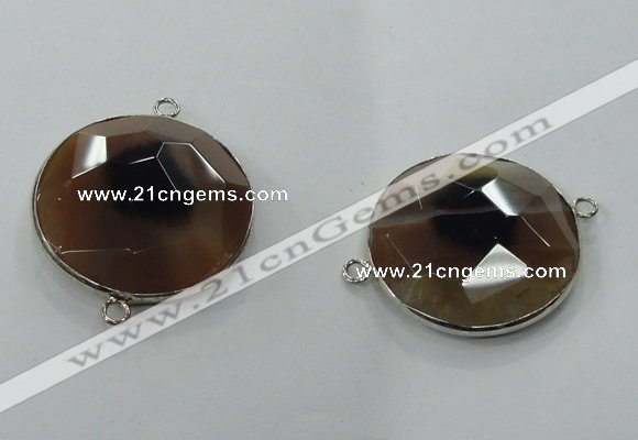 NGC82 31mm flat round agate gemstone connectors wholesale