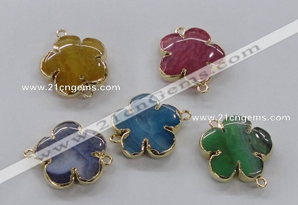 NGC856 28mm - 30mm flower agate gemstone connectors wholesale