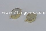 NGC858 15*20mm oval druzy agate gemstone connectors wholesale