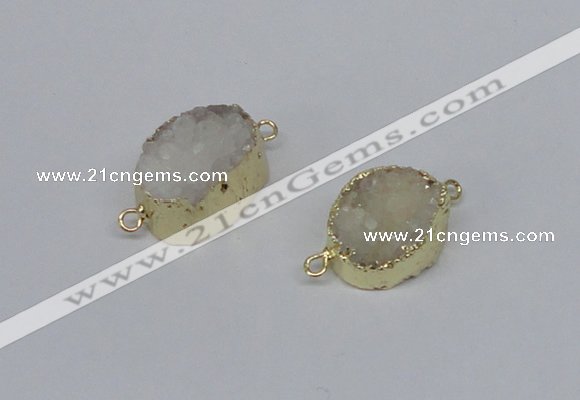 NGC858 15*20mm oval druzy agate gemstone connectors wholesale