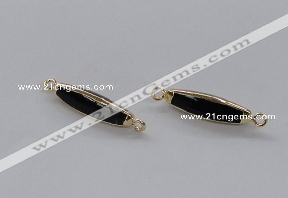 NGC859 8*30mm trihedron black agate connectors wholesale