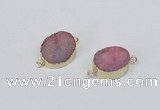 NGC860 15*20mm oval druzy agate gemstone connectors wholesale