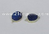 NGC864 15*20mm oval druzy agate gemstone connectors wholesale