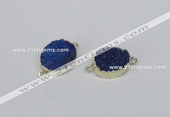 NGC864 15*20mm oval druzy agate gemstone connectors wholesale