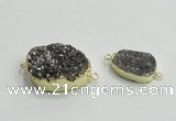 NGC868 15*25mm - 20*30mm freeform plated druzy agate connectors