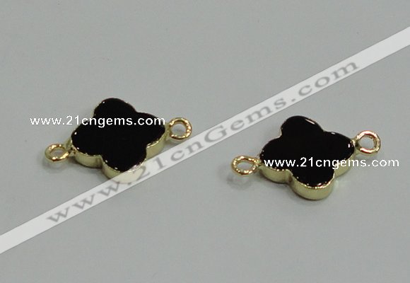 NGC870 18mm flower black agate gemstone connectors wholesale