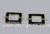 NGC872 30*40mm rectangle black agate gemstone connectors wholesale