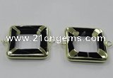 NGC885 35*35mm square black agate connectors wholesale