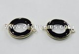 NGC887 30mm donut black agate connectors wholesale