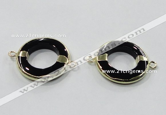 NGC887 30mm donut black agate connectors wholesale