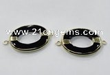 NGC888 30*40mm oval black agate connectors wholesale