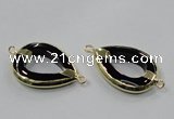 NGC889 30*40mm teardrop black agate connectors wholesale