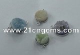 NGC89 12mm - 16mm flat round druzy agate connectors wholesale