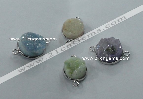 NGC89 12mm - 16mm flat round druzy agate connectors wholesale