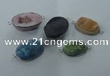 NGC91 15*20mm - 25*35mm oval druzy agate connectors wholesale