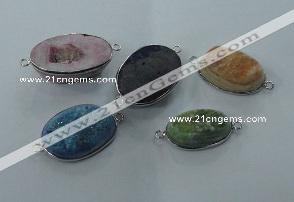 NGC91 15*20mm - 25*35mm oval druzy agate connectors wholesale