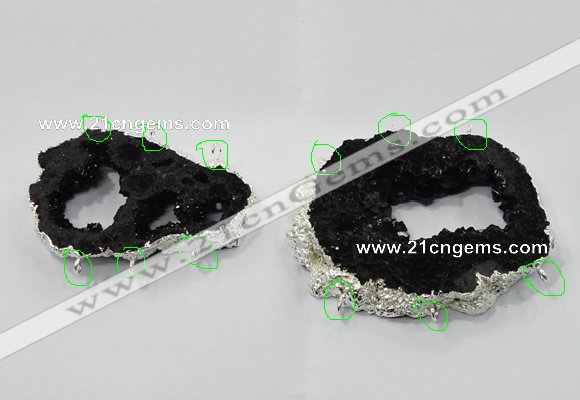 NGC917 40*60mm - 65*80mm freeform druzy agate connectors