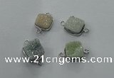 NGC92 12*12mm square druzy agate connectors wholesale