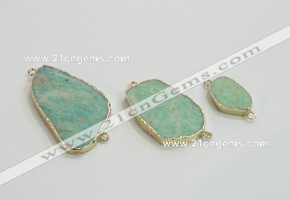 NGC950 15*20mm - 25*40mm freeform amazonite gemstone connectors