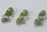 NGC955 7*30mm - 8*32mm sticks green aventurine connectors