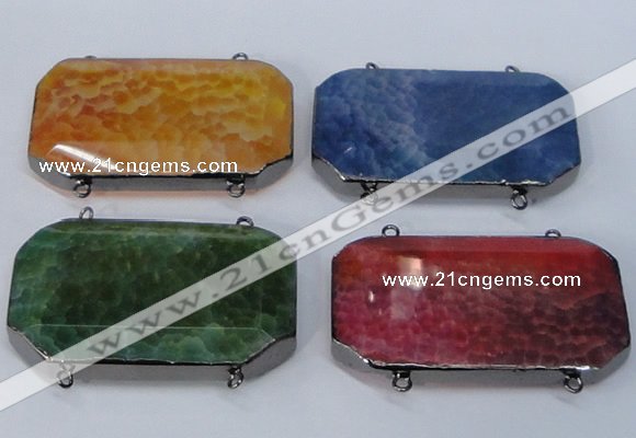 NGC976 35*55mm faceted octagonal agate connectors wholesale