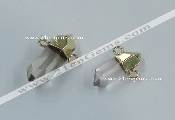 NGC978 8*25mm - 12*35mm faceted nuggets white crystal connectors