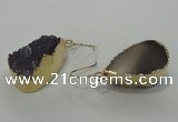 NGE04 12*25mm - 15*30mm freeform druzy amethyst earrings wholesale