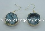 NGE07 20*25mm - 25*30mm freeform plated druzy agate earrings