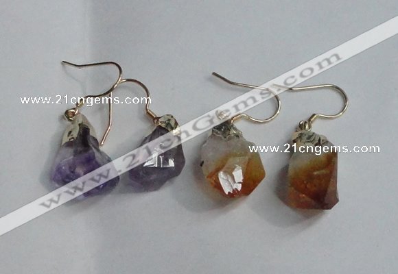 NGE10 13*18mm - 15*20mm nuggets amethyst & citrine earrings wholesale