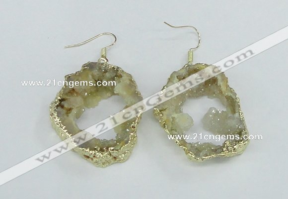 NGE103 30*35mm - 35*40mm freeform druzy agate gemstone earrings