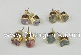 NGE105 8mm - 10mm freeform druzy agate gemstone earrings wholesale