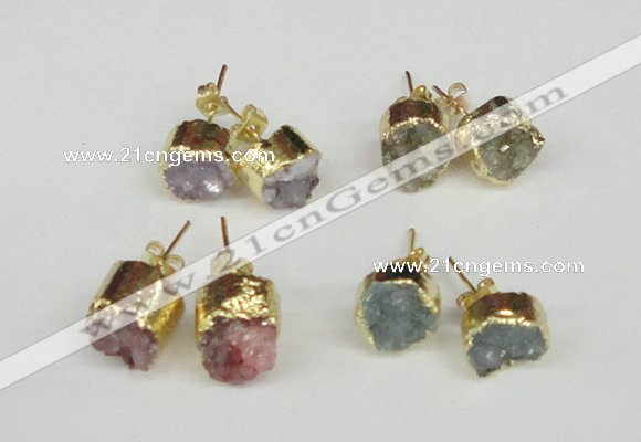 NGE105 8mm - 10mm freeform druzy agate gemstone earrings wholesale