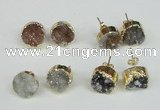 NGE106 12mm - 14mm freeform druzy agate gemstone earrings wholesale
