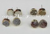 NGE107 14mm - 16mm freeform druzy agate gemstone earrings wholesale