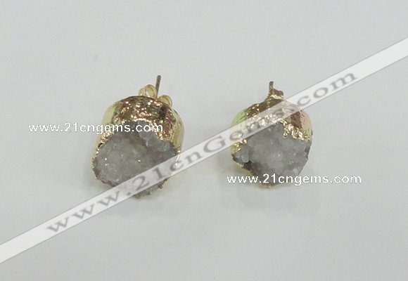 NGE114 12mm - 14mm freeform druzy quartz gemstone earrings