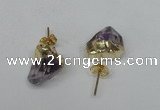 NGE12 8*12mm - 10*15mm faceted nuggets amethyst earrings wholesale