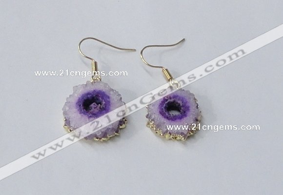 NGE122 8*12mm - 12*16mm freeform druzy agate gemstone earrings