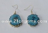 NGE132 18*20mm - 20*25mm freeform druzy agate gemstone earrings